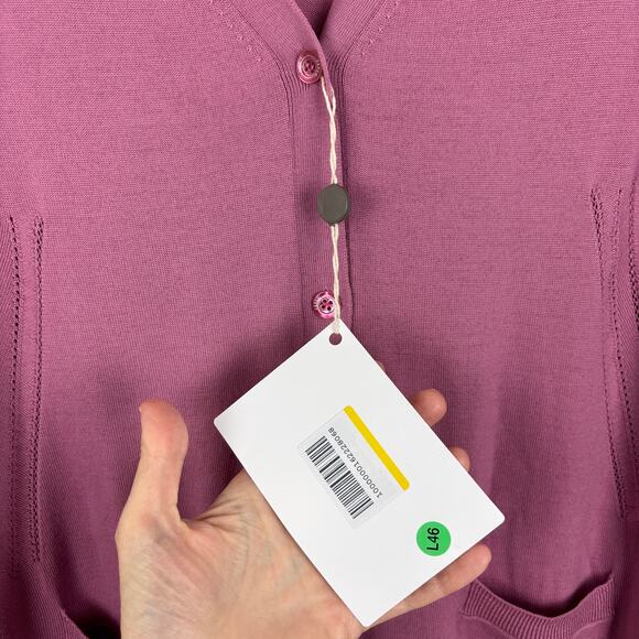 ASPESI Pink V-Neck Wool Cardigan Sweater NEW pockets - Picture 12 of 12